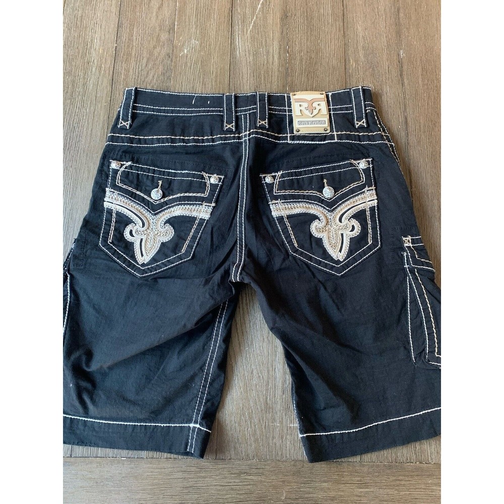 $220 Retail Mens Rock Revival Shorts 33 / 23. Black And White. Cargo.  RCM073-2A